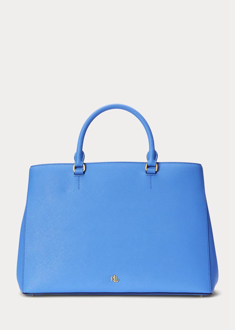 Torebka Lauren Damska Niebieskie Crosshatch Skórzane Large Hanna Satchel 920316-VJU